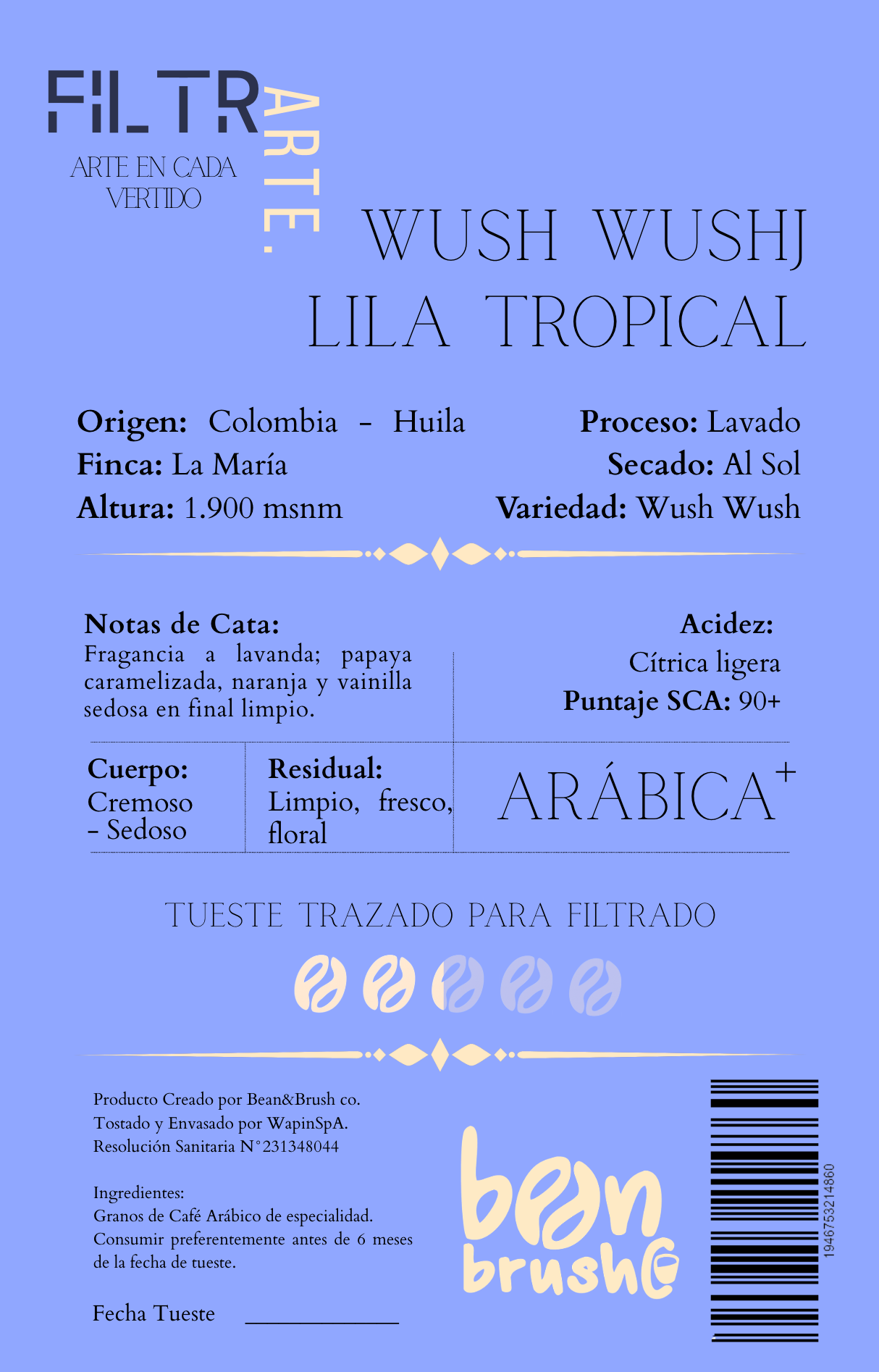 Wush Wush Lila Tropical – Café de Especialidad para Filtrado | Colombia Huila, 90+ pts SCA