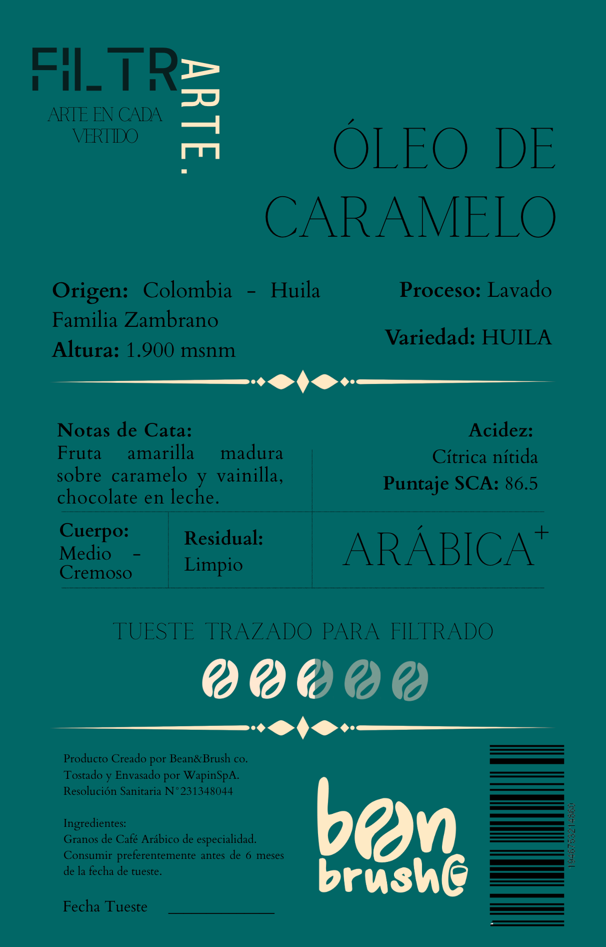 Óleo de Caramelo – Café de Especialidad para Filtrado | Colombia Huila, 86,5 pts SCA